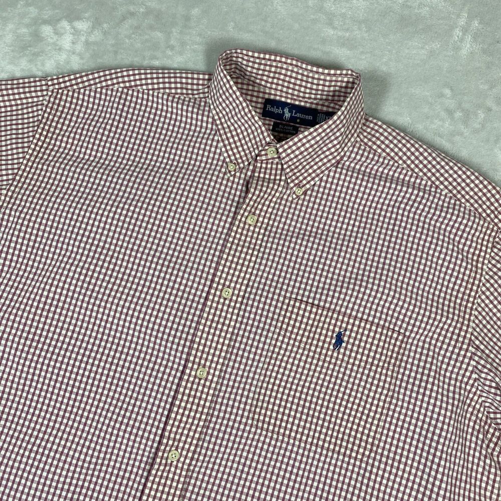Ralph Lauren Blaire Pink Gingham Short Sleeve Button Down Size XL - Picture 1 of 8